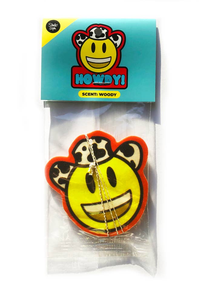 Cowboy Smiley Howdy Western Air Freshener for wholesale by Studio Soph (We Pay Your Import Fees - We Ship DDP)