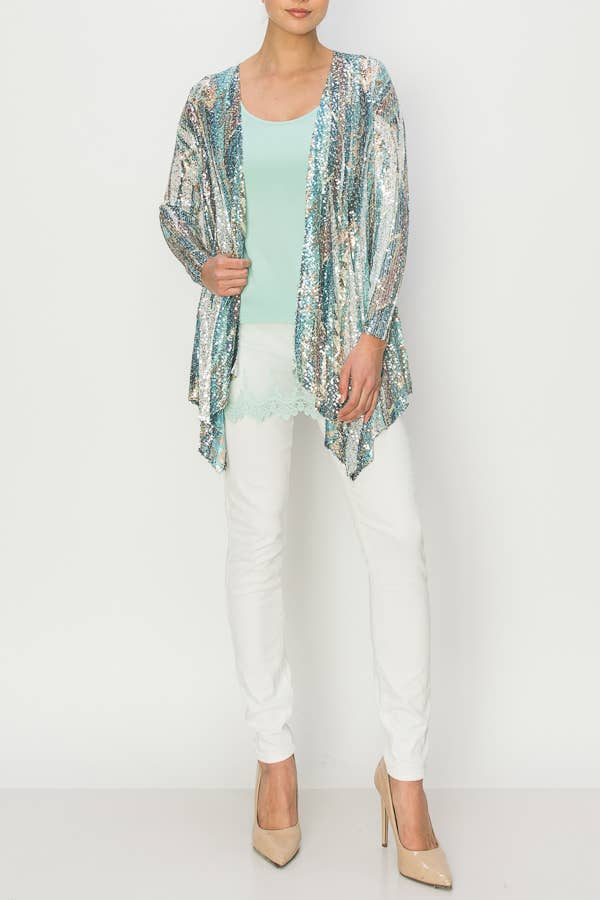 Turkish Geo ALLE PALJET CARDIGAN-4637 SIL-TURKIS for engroshandel på Faire2