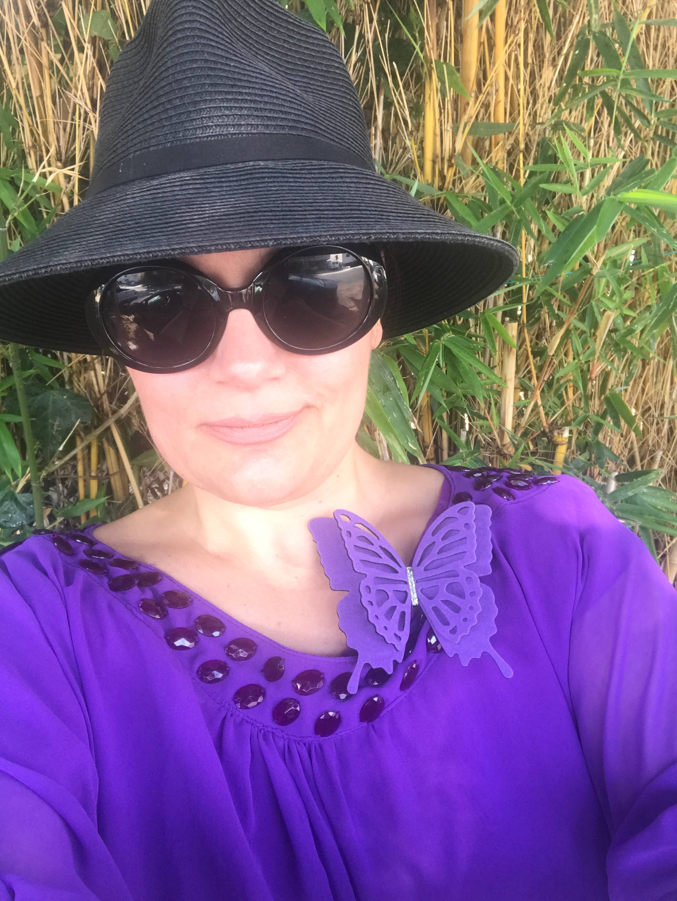 Fashion Butterflies - Venta al por mayor Broches - Broche grande de mariposa de terciopelo morado | Gargantilla | Collar7