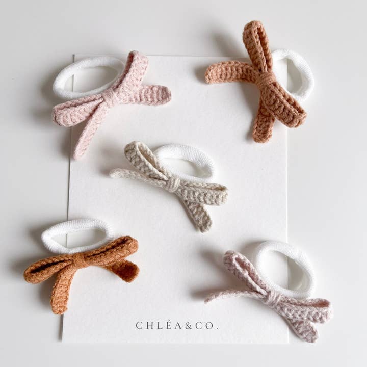 Dainty Bow Crochet Bobble for wholesale by Chlea & Co.