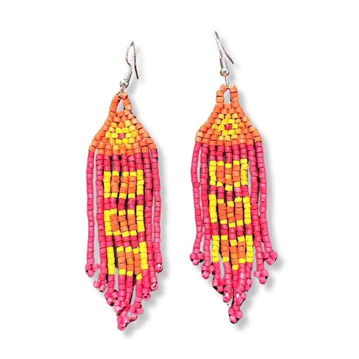 Ultralichte en kleurrijke oorbellen met leuke kralenfranjes voor wholesale door Los Colores de la Tierra