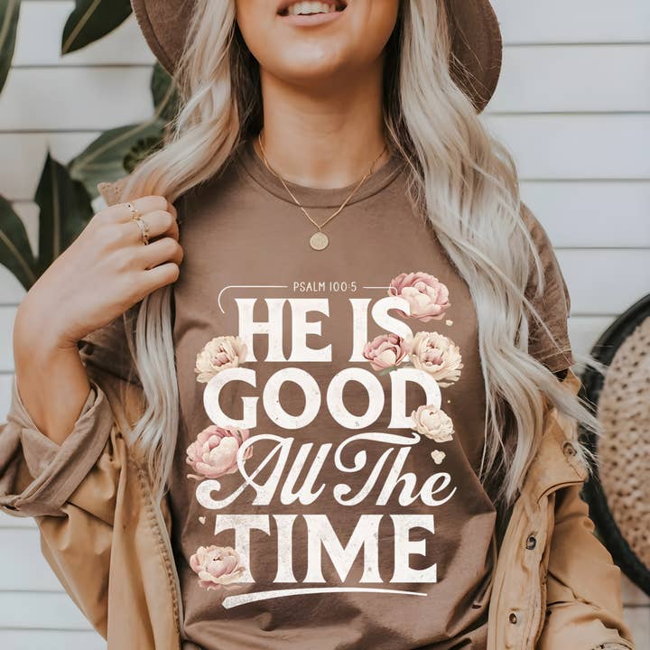Scripted Pearl - Wholesale Screen Printed T-Shirt - Women's - God Is Good All The Time Comfort Colors Christian T Shirt4