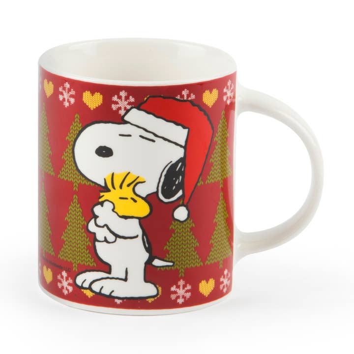 Ensemble de 4 Mugs Excelsa - Peanuts Noël, New Bone China Rouge pour la vente par Bergamaschi & Vimercati S.p.a.