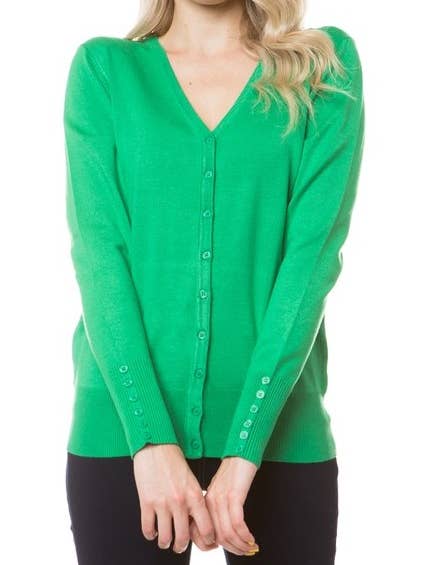 Classic V- Neck Button Up Cardigan for wholesale by Newself Collection