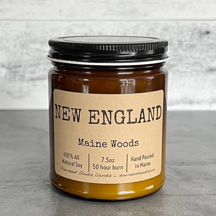 Downeast Doodle Candle Company, LLC - Wholesale Jar/Filled Candle - NEW ENGLAND amber natural soy candle
