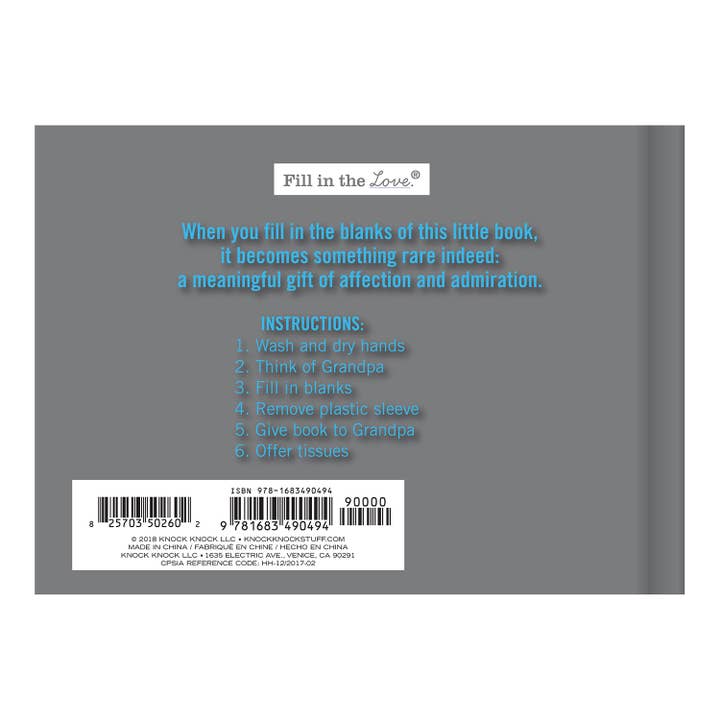 Knock Knock - Wholesale Book - Adult - What I Love about Grandpa Fill in the Love® Book