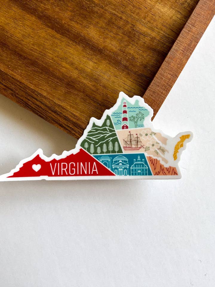 Virginia State Sticker for engroshandel hos Nadia Design Co