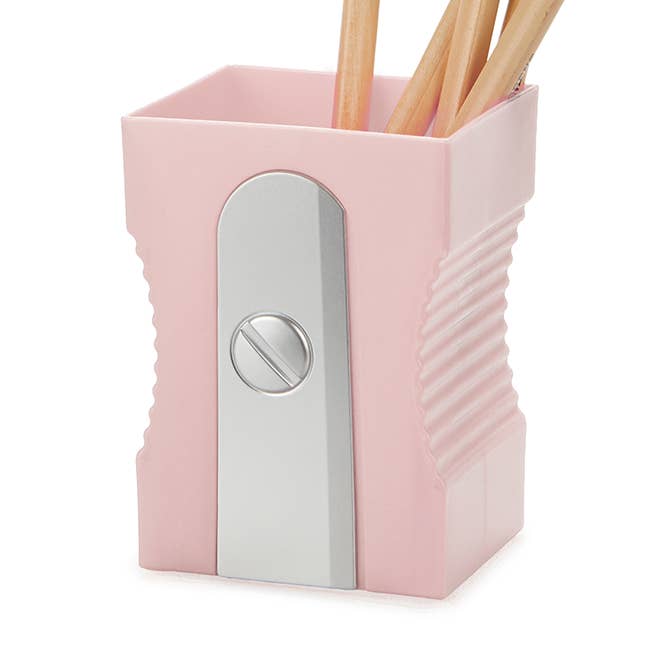 Porta-lápis, apontador, rosa claro, plástico por atacado de Balvi