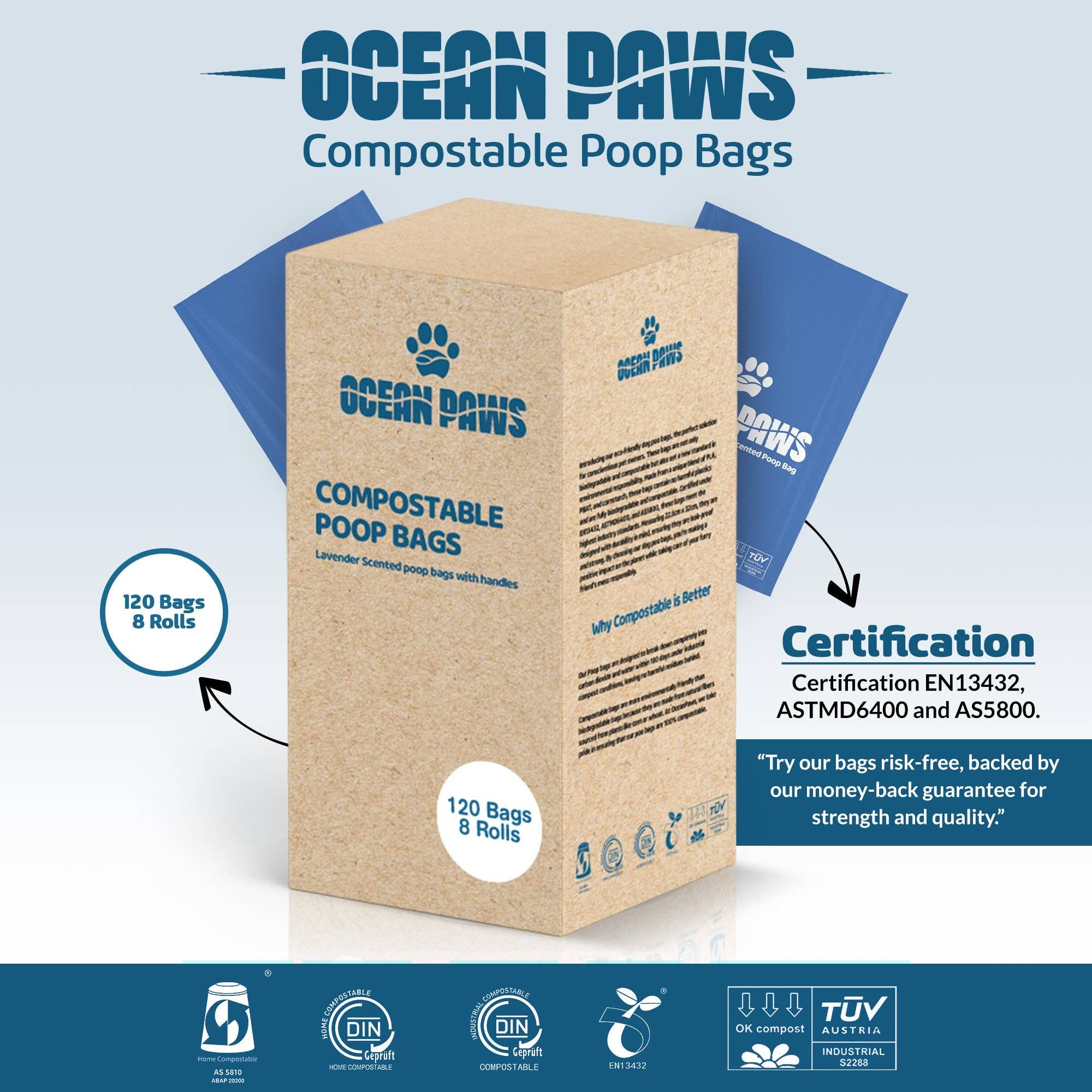 OurPetsLife – wholesale Pet poo bag – Compostable Dog Poo Bags 8 Rolls (120 bags)6