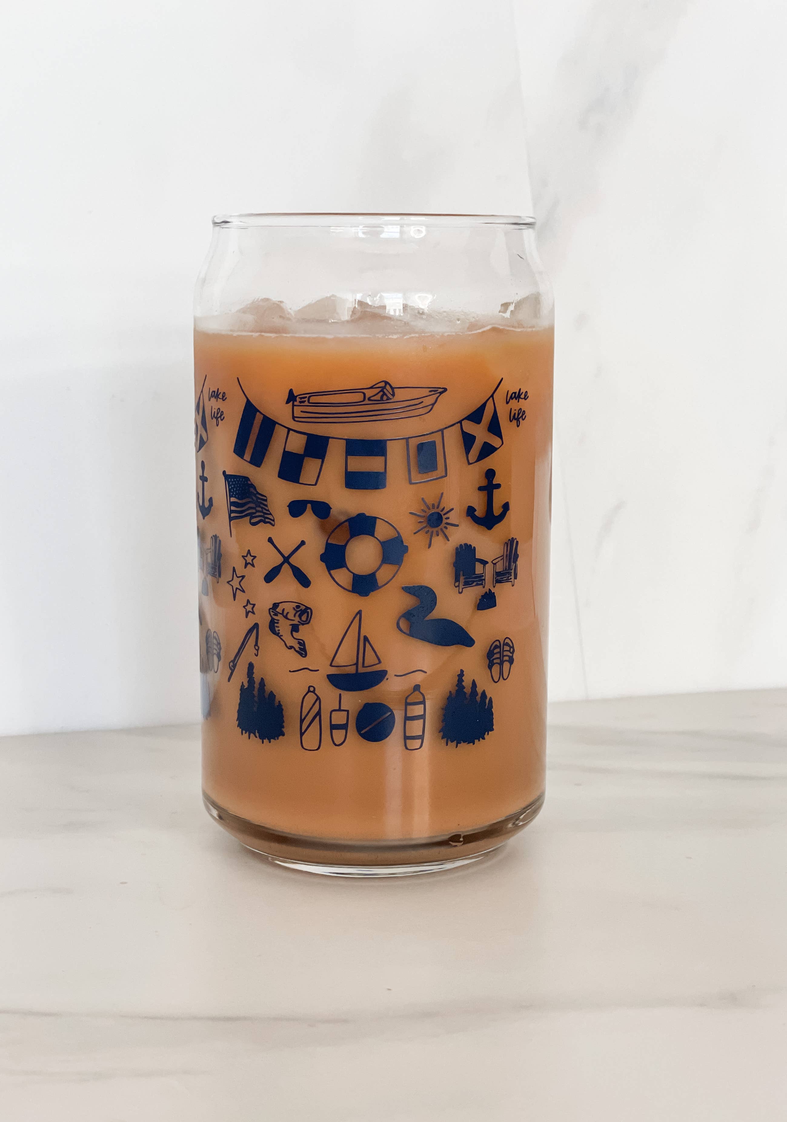 Waves of Grace Letter Co. - Wholesale Drinking Glass/Cup - Lake Life Can Glass5