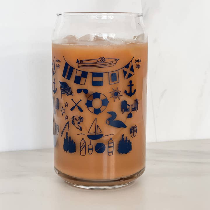 Waves of Grace Letter Co. - Wholesale Drinking Glass/Cup - Lake Life Can Glass5