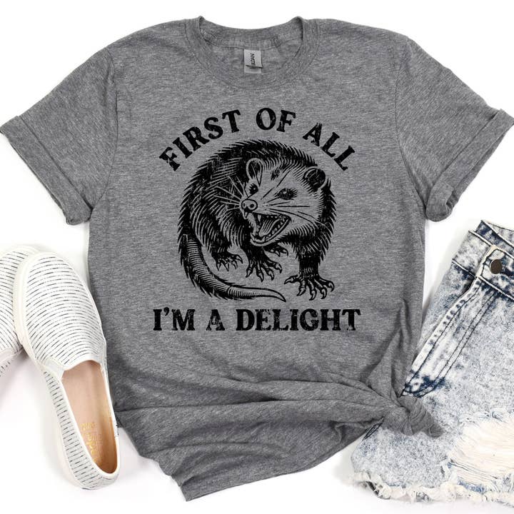 I'm a Delight Possum Funny Graphic Tee, Graphic Shirt for wholesale by Mugsby