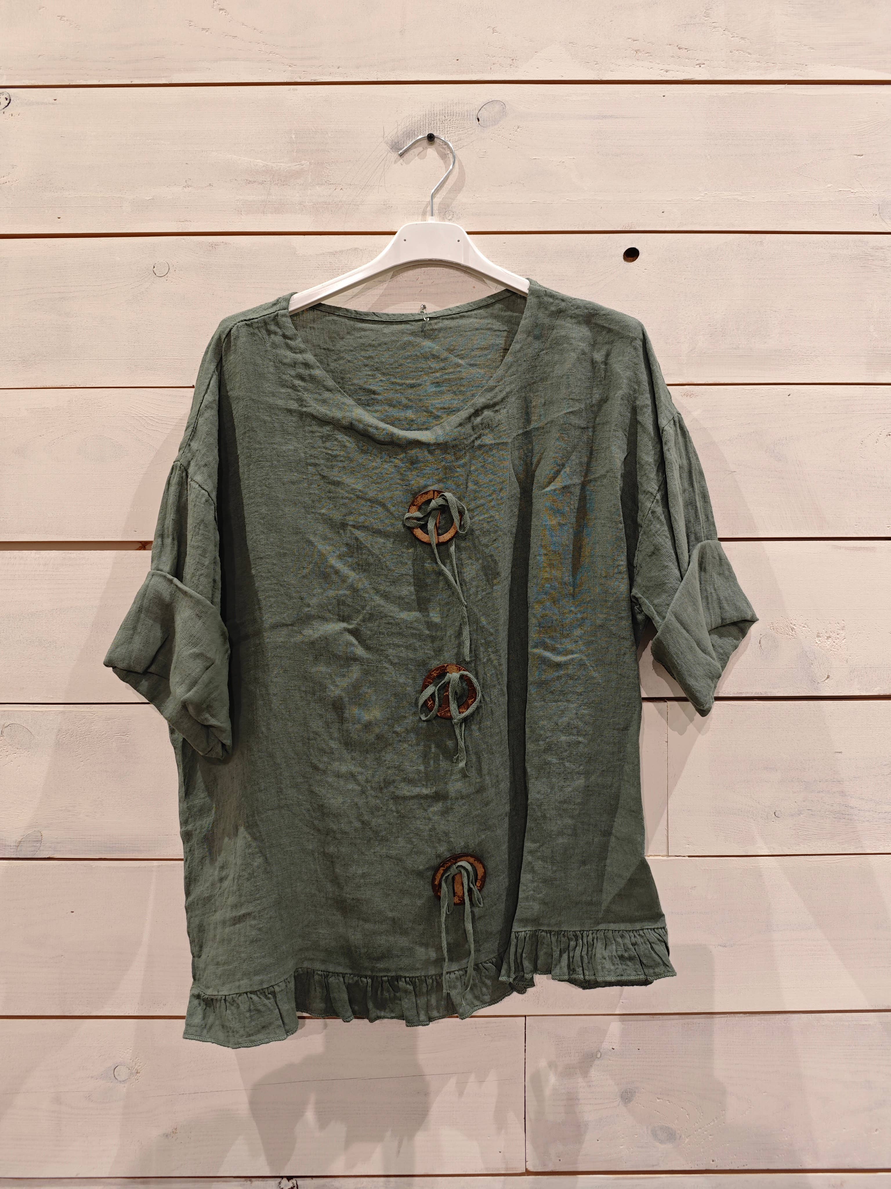 Linos y Textiles – wholesale Blus - Dam – Ringblus i 100 % linne0