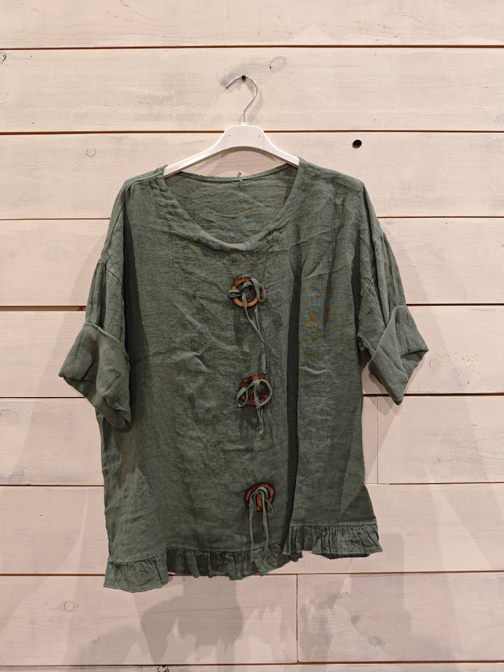 Linos y Textiles – wholesale Blus - Dam – Ringblus i 100 % linne