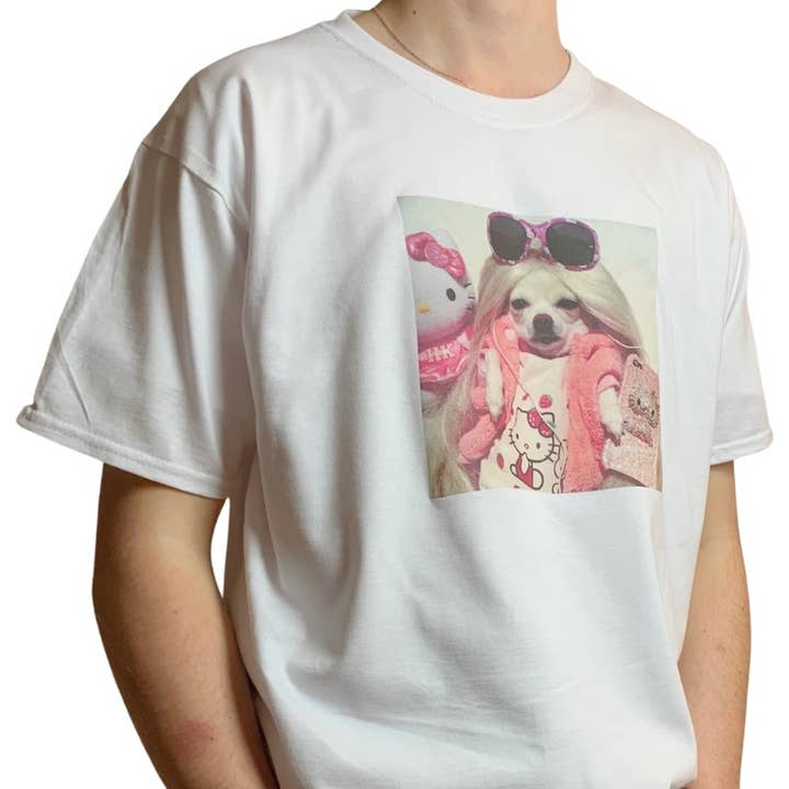 ZZZEBRAAA LIMITED - Vente T-shirt sérigraphié – unisexe - T-shirt amusant avec motif de chien Chihuahua Chilling Y2K Paris Hilton