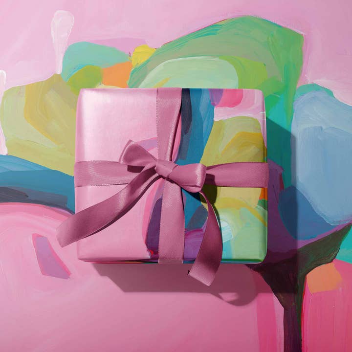 Art gift wrap | Flat wrapping paper | Pink gift wrap for wholesale by Susannah Bleasby Art