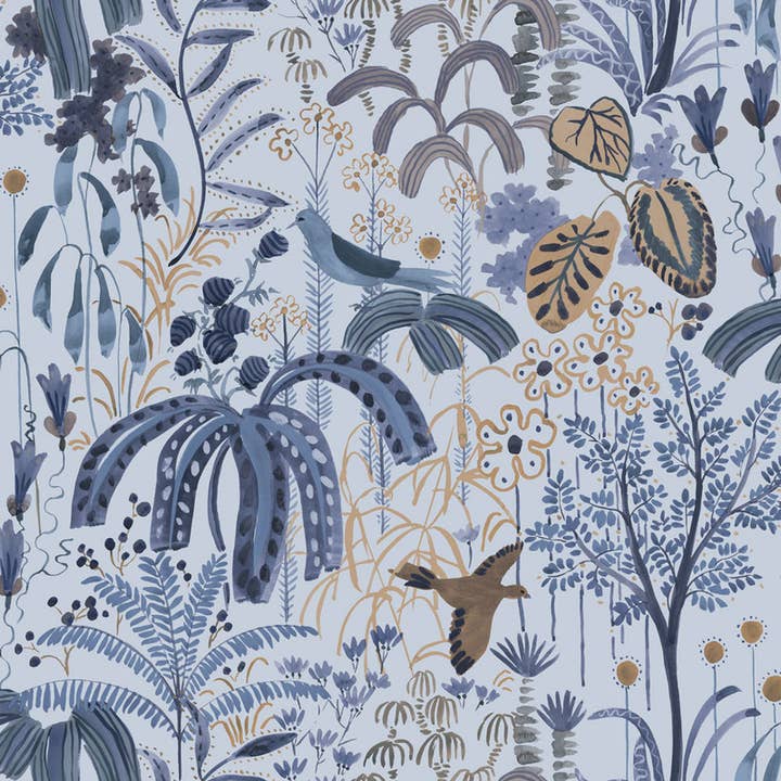 Willow Blue Blossom Peel and Stick Wallpaper, 28 sq. ft. for wholesale by Tempaper & Co ®
