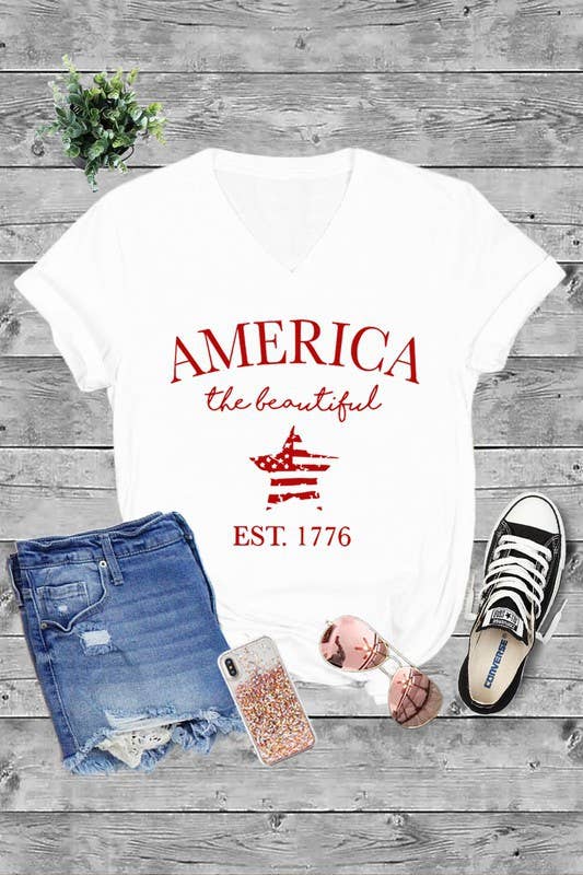 Top Avenue - Wholesale Screen Printed T-Shirt - Women's - Unisex Short Sleeve V Neck T-Shirt1
