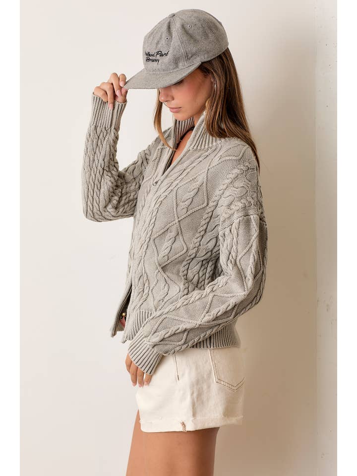 Promise LA - Wholesale Knit Sweater - Women's - Vintage vibe washed two way zip-up sweater10