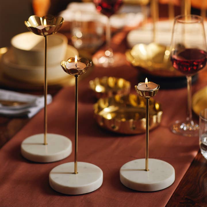 Fleck - Wholesale Candle holder - Lotus Brass Candle Holders, Set of 36