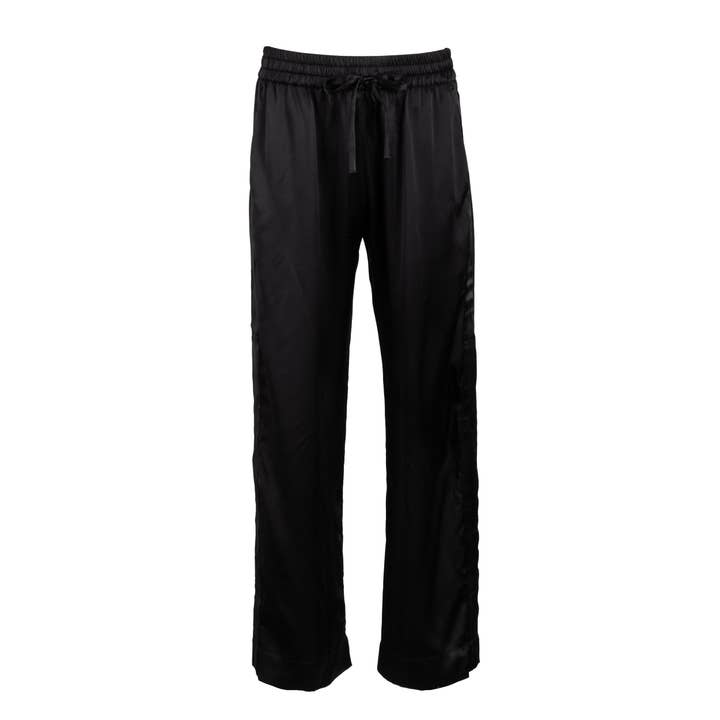 pantalon de smoking en soie Lola en noir pour la vente par je mérite, i deserve