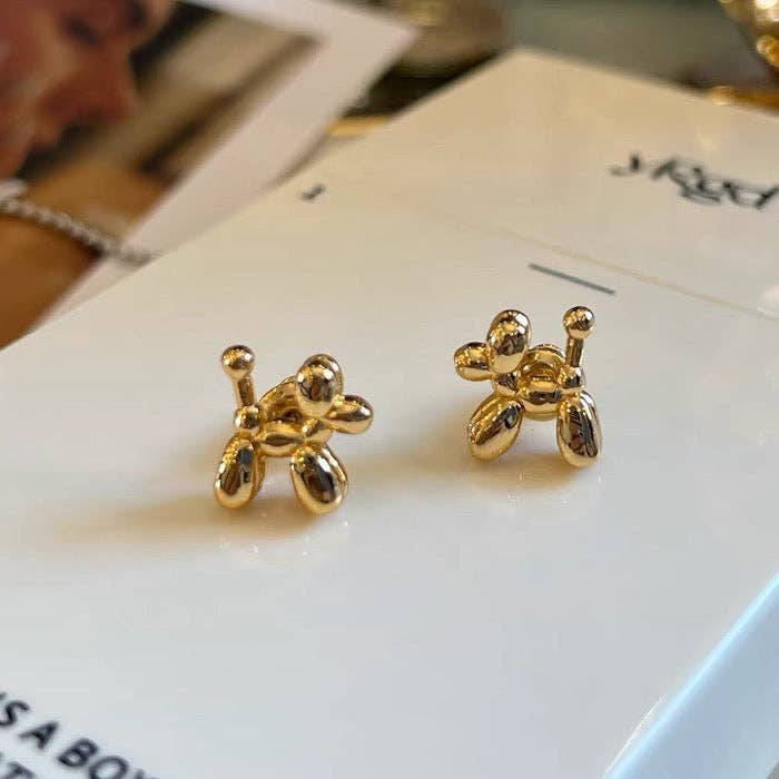 LanLivia - Wholesale Stud/Post Earrings - Cute Ballon Dog Small Ear Studs-Gold n Silver7