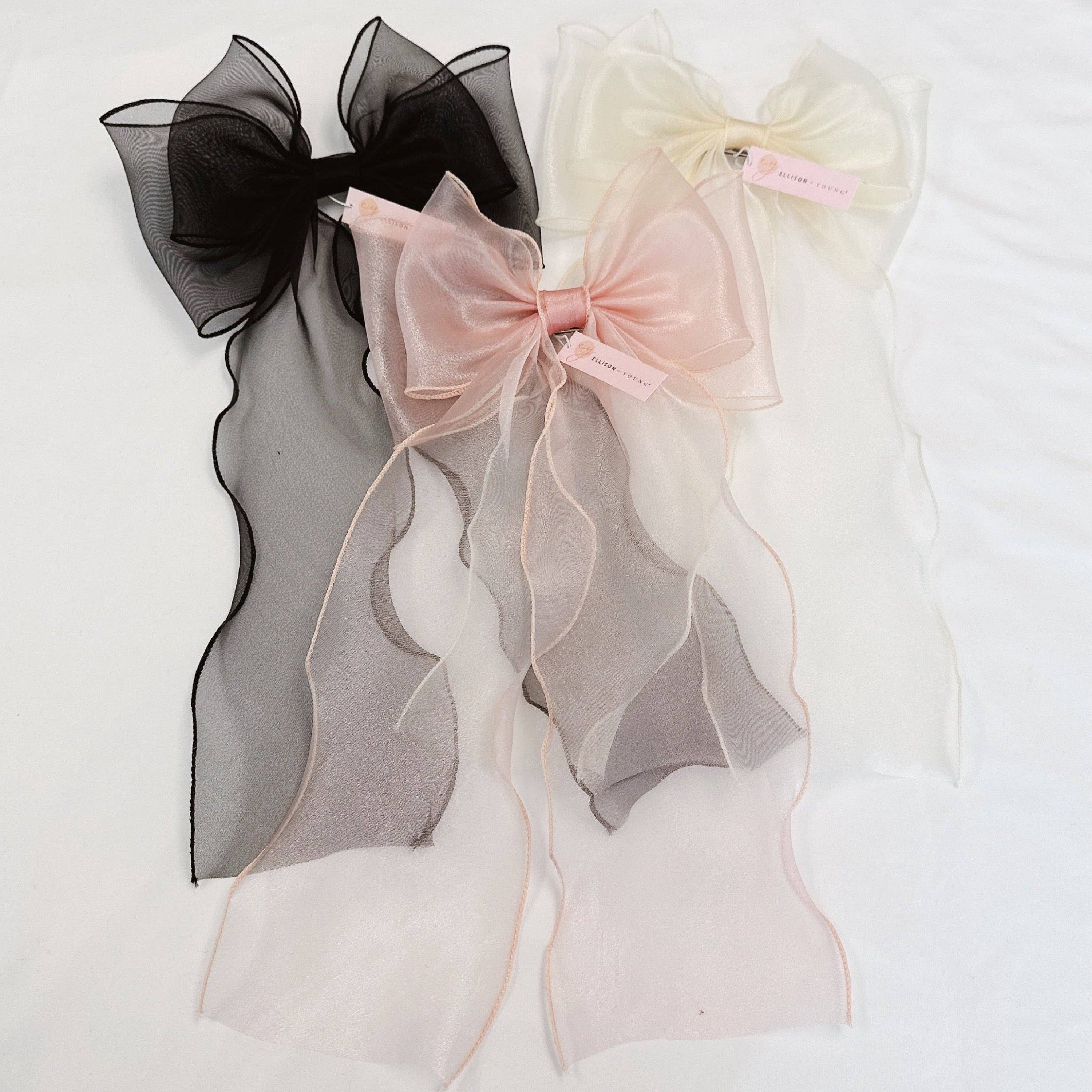 Ellison+Young - Wholesale Hair Clip - Women's - Sheer Silky Statement Hair Bow Clip3