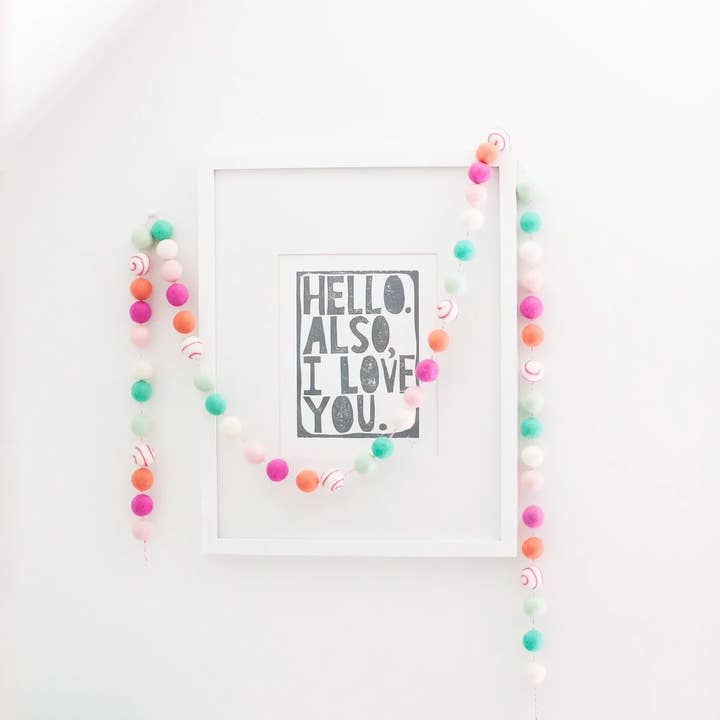 Spring Felt Ball Garland - 50 Felt Balls for wholesale by Glitter Party Co