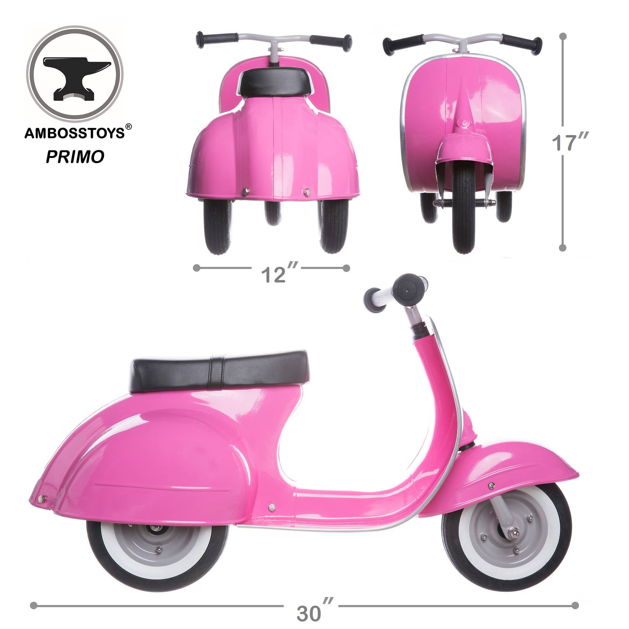 Hape Toys - Vente Vélo et trottinette – enfant - Jouet autoporté Ambosstoys Scooters PRIMO Classic Pink2