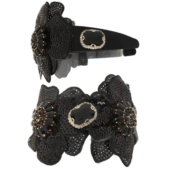 SP Sophia Collection - Wholesale Fashion Headband - Women's - Ornate Crystal Sequin Embellished Headband