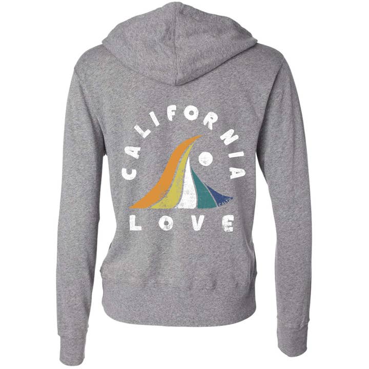 Wave California Love Zipper Hoodie for wholesale by State Bliss