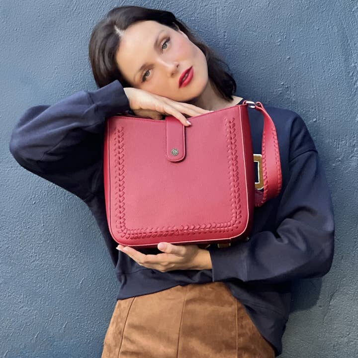 LILIBETH WHIPSTITCH FLAP CLOSURE SHOULDER BAG for wholesale by KAYLA+AVA