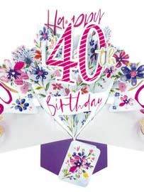 40th Birthday - Pop-Up Greeting Card - Second Nature for wholesale by Second Nature Ltd
