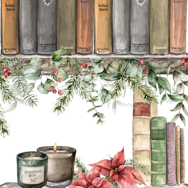 Mirkwood Scribes - Wholesale Bookmark - Christmas Bookshelf Watercolor2