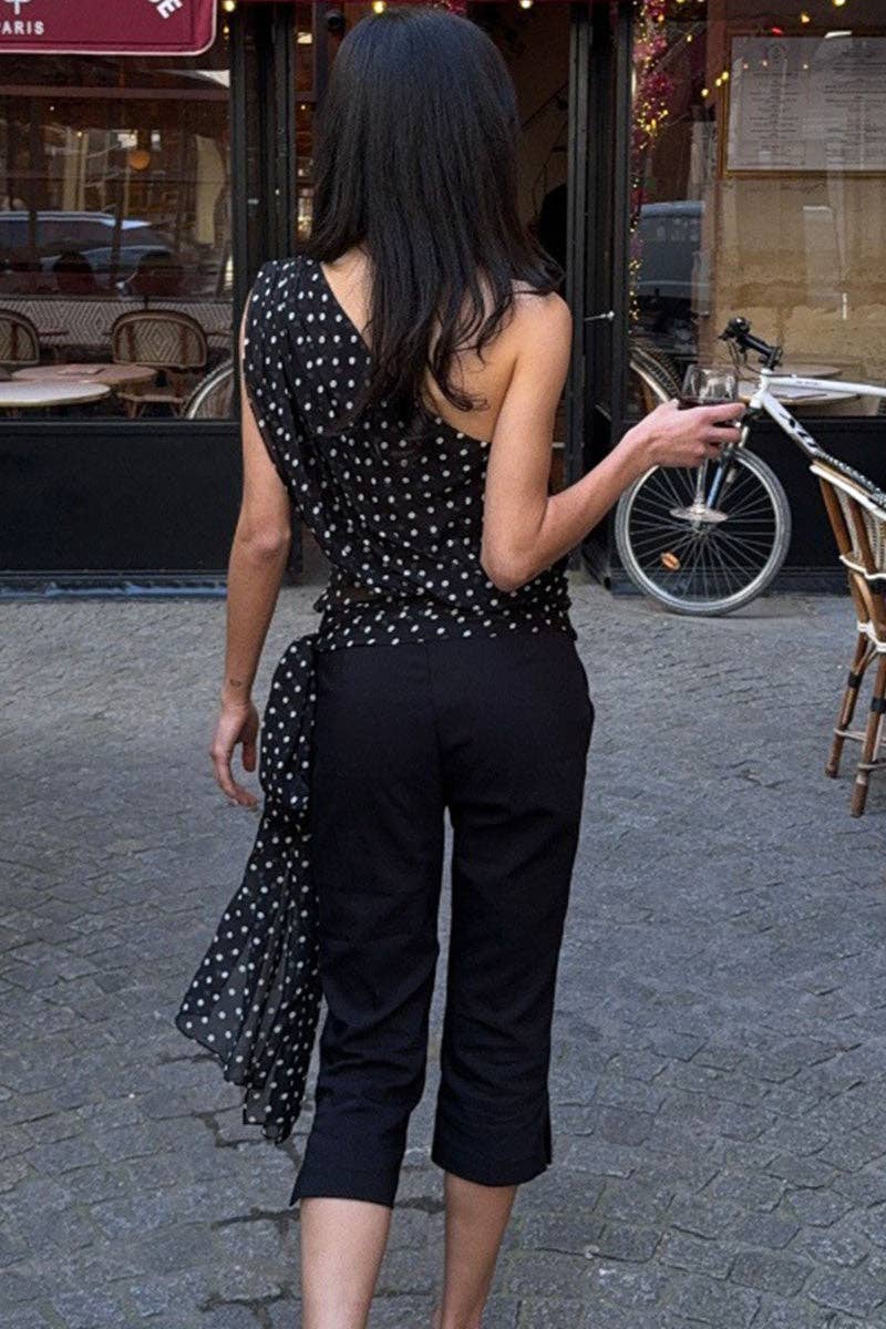 Mccolin - Wholesale Blouse - Women's - One-Shoulder Polka Dot T-Shirt5