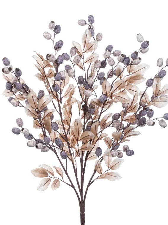 White Wash Blue Berry Leaves Bush- Floral Pick #84154 for wholesale by Napco