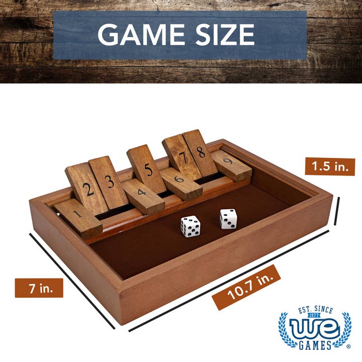 Wood Expressions - Vendita all'ingrosso Giochi da tavolo - Gioco da tavolo 9 Number Shut the Box, 11 pollici