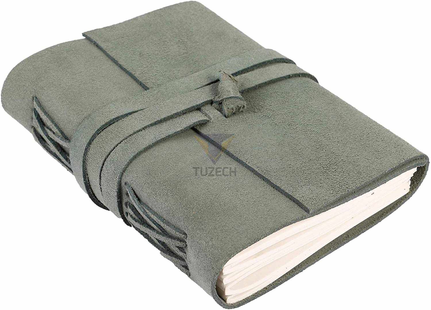 Tuzech Leather - Wholesale Journal/Diary - Tuzech Leather Journal Writing Notebook Antique Handmade Leather Bound Daily Notepad for Men/Women Unlined Paper for Art Sketchbook Travel Diary to Write in 7 Inches12