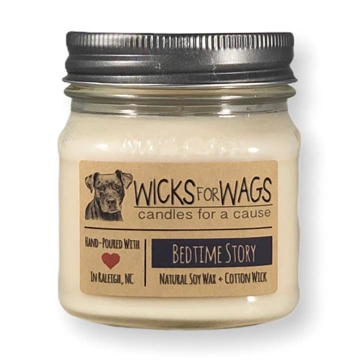 Bedtime Story | 8 oz Standard Mason Jar Soy Candle for wholesale by Wicks for Wags