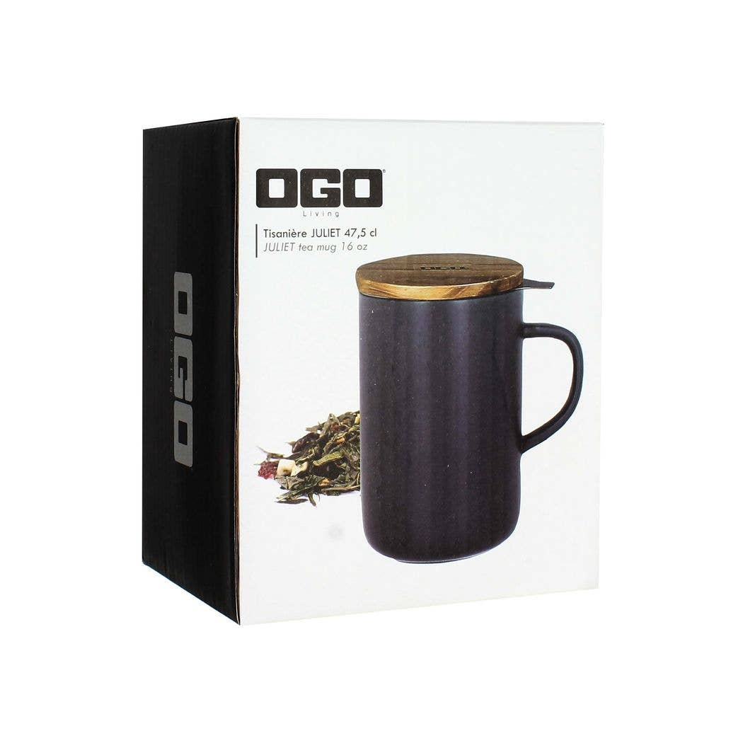 Ogo living - Wholesale Theekopje - Juliet theepot van blauw steengoed met deksel van acaciahout5