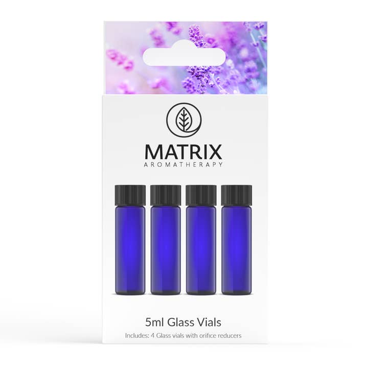 Matrix Aromatherapy - Wholesale Essential Oil Holder - 5ml Blue Glass Vials - 4 Pack