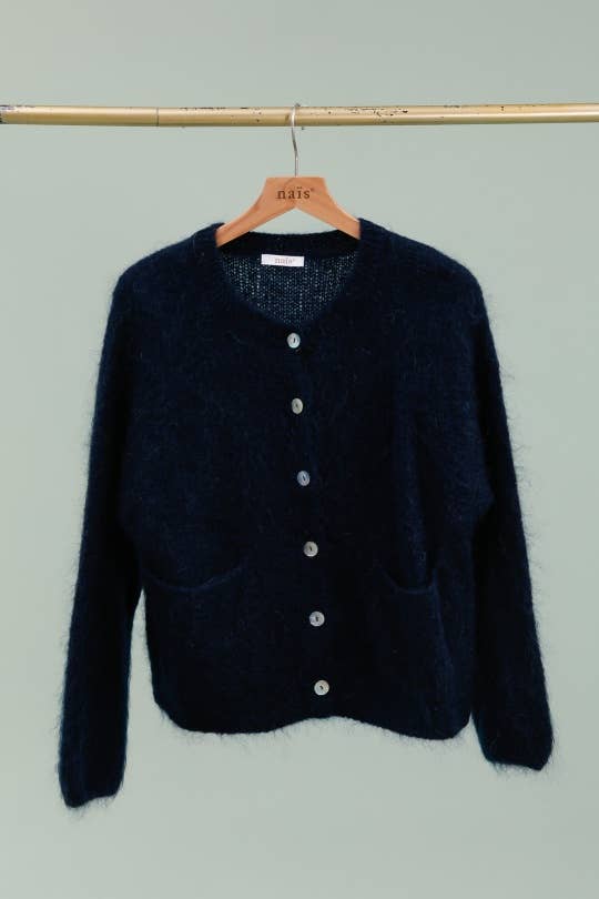 NAÏS PARIS – Cardigan - Mulher por atacado – Cardigan de gola redonda com mangas longas em kid mohair e lã14