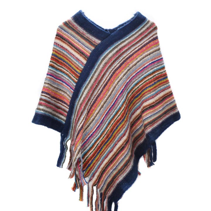 Funkyrel® Atzbranding Limited - Wholesale Wrap – Women's - Scarvii – Striped Fringe Knit Shawl10