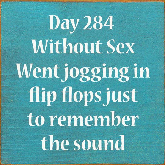 SAWDUST CITY - Wholesale Sign - Day 284 Without Sex. Went jogging in flip flops...8