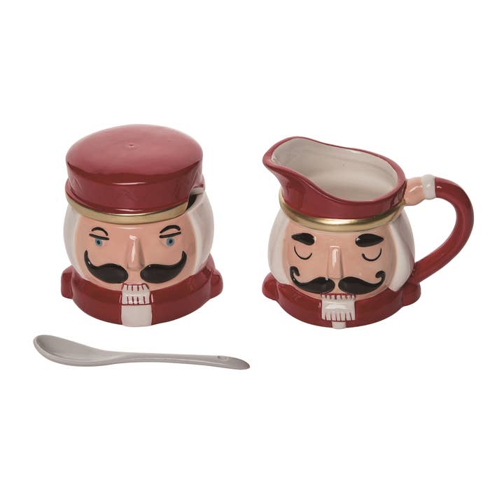 Transpac - Wholesale Serving Utensil - CLOSEOUT Christmas Nutcracker Sugar and Creamer Set 2