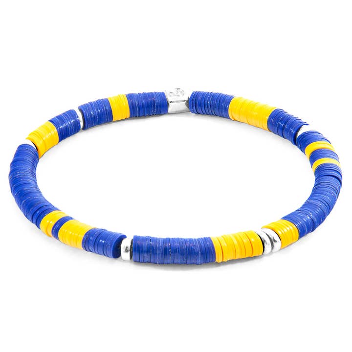 ANCHOR & CREW - Wholesale Beaded Bracelet - Malawi Silver and Vinyl Disc Bracelet