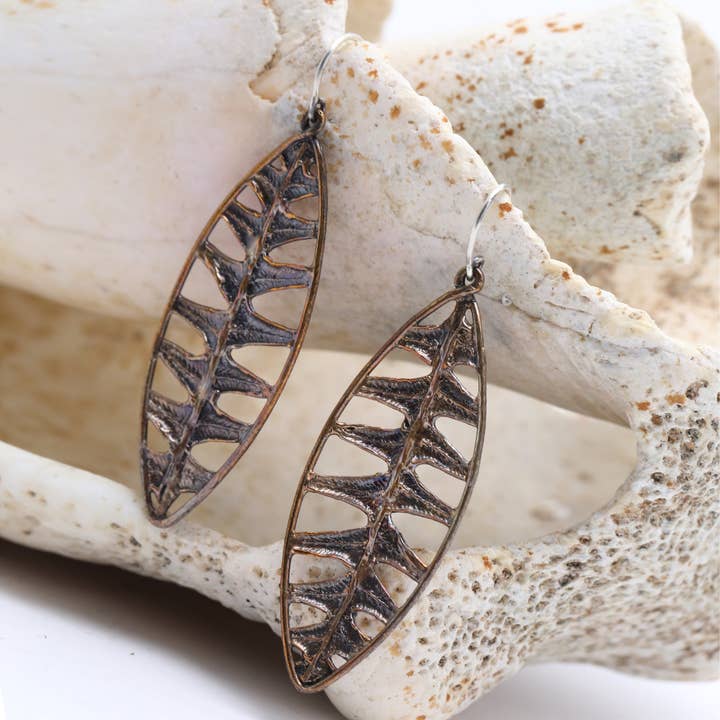 Warm Lopez Fern Medium French Hook Earrings for wholesale by Merzatta