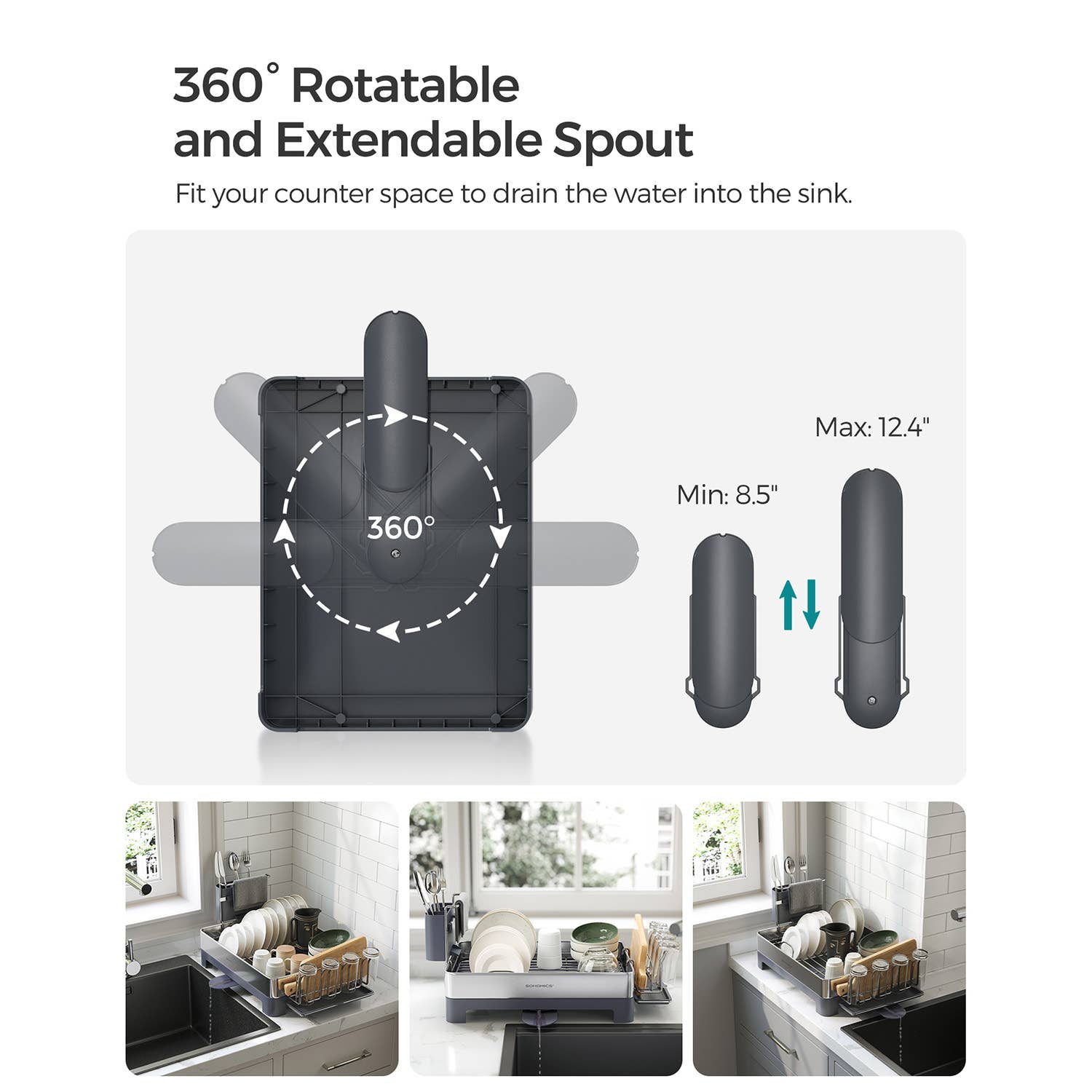 Greenwestons - Wholesale Dish Drying Mat/Rack - Premium Stainless Steel Dish Rack with Rotatable Spout-2