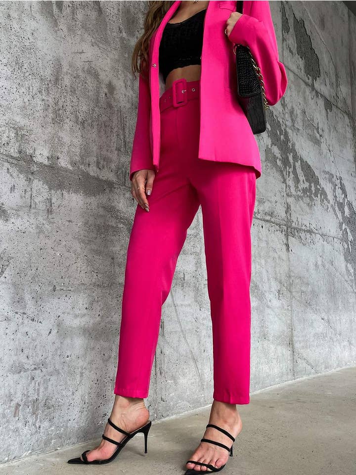 Queen Fashion - Wholesale Pants - Women's - solid belted tapered pants6