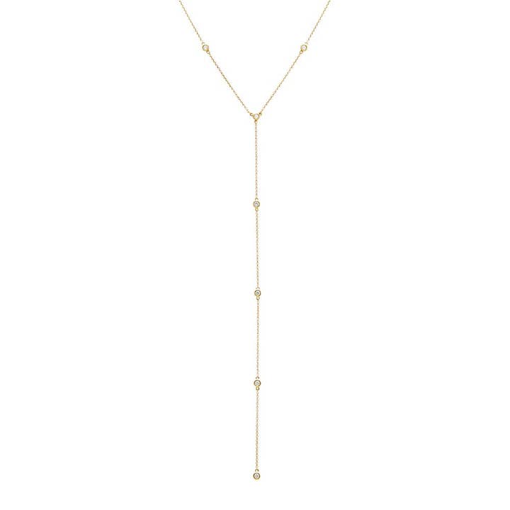 K Gold Diamond By The Yard Lariat 14K for wholesale on Faire